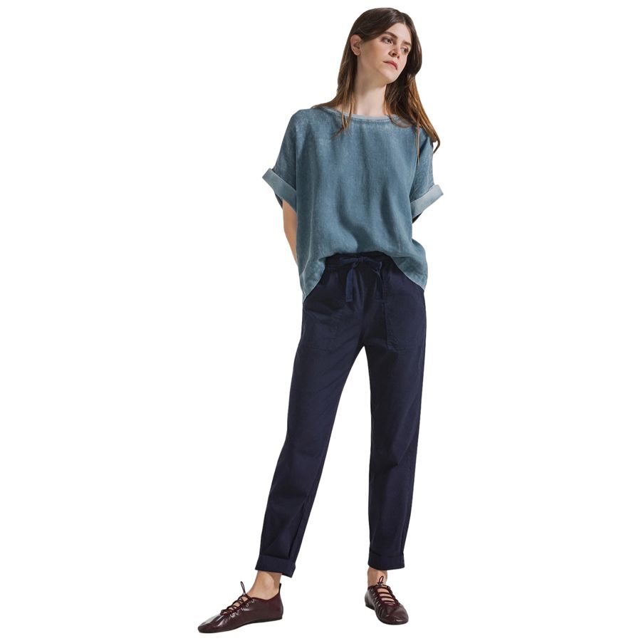 Pantaloni tuta dritti in popline elasticizzato blu da donna Deha | D4255625515